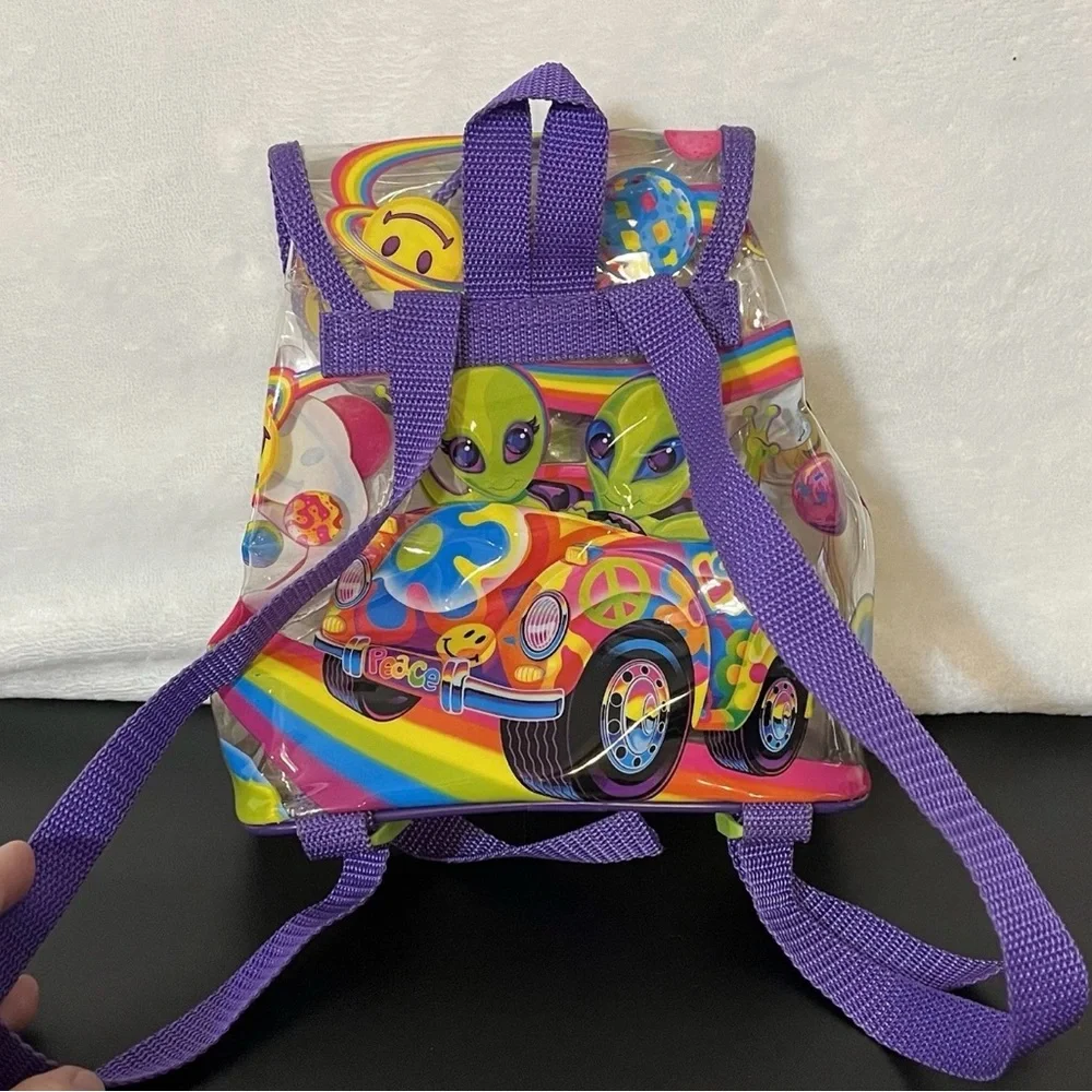 Lisa Frank Vintage 90s Zorbit & Zoomer Rainbow Alien Clear Mini Backpack